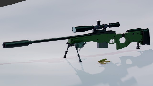 The sniper rifle L115A3 hAVE THE SCOPE AND BIPOD ---