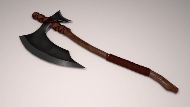 low-poly wide blade axe