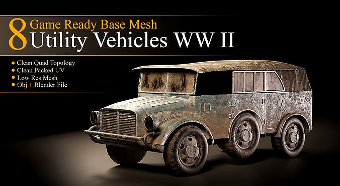 Utility Vehicles WW II Low poly Base Mesh