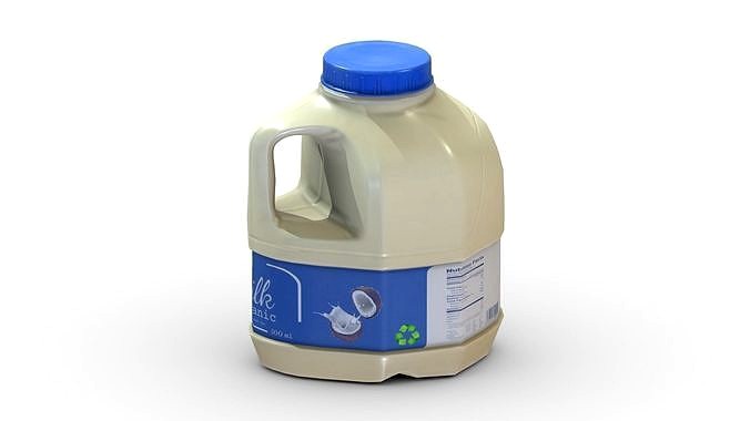 Supermarket Milk Bottle 05 Low Poly PBR Realistic