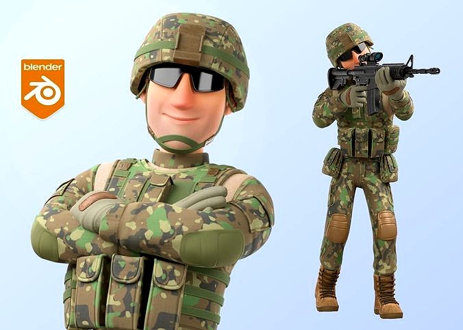 Cartoon Soldier Male Army Character
