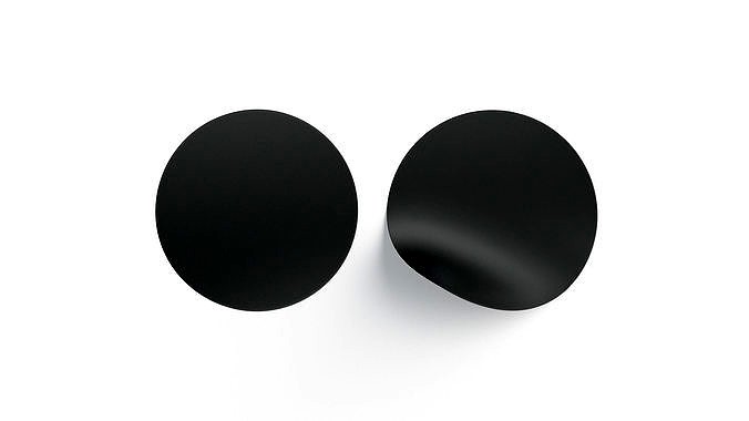 Two Black Round Stickers - smooth and bended adhesive labels