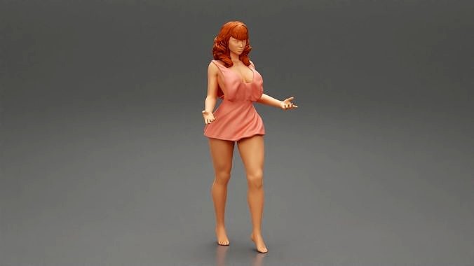 Stylish sexy woman in summer dress | 3D