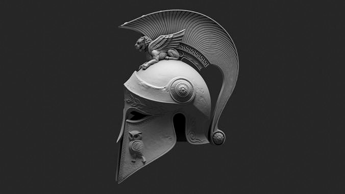 ancient greek corinthian helmet sculpture | 3D