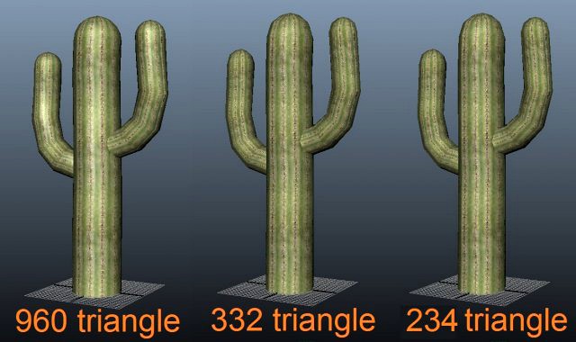 Cactus small  low poly  3 lod 3D Model