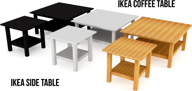 IKEA HEMNES Side Table in the three colors 3D Model