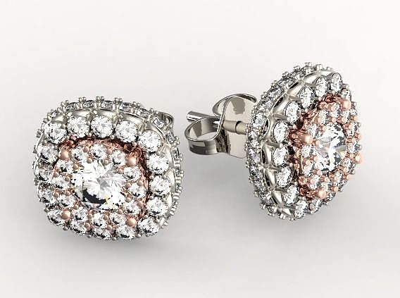 Square diamond earrings 001 | 3D