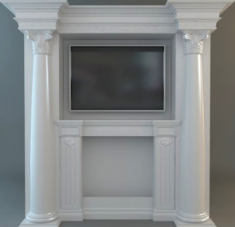 Classical Style Wall with Flatscreen TV 3D Model