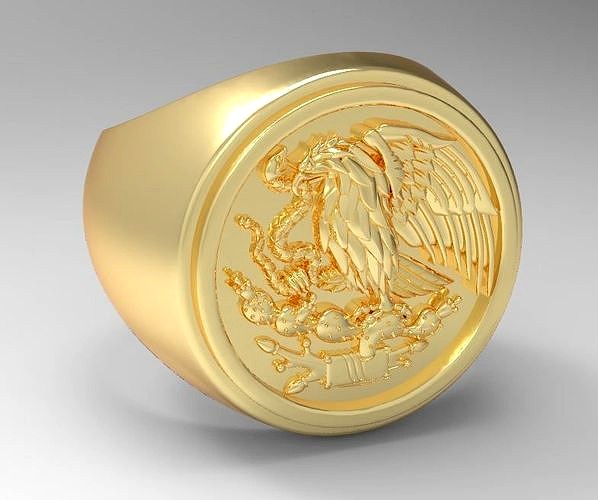 Eagle mexico signet ring | 3D