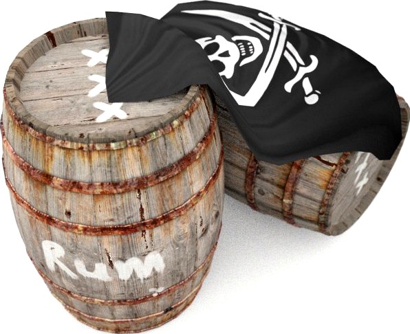 Rum wooden barrels - pirate style 3D Model