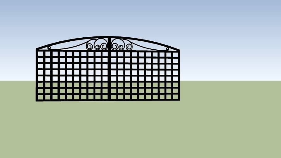 BLACK WROUGHT IRON ARCHED DOUBLE GATES