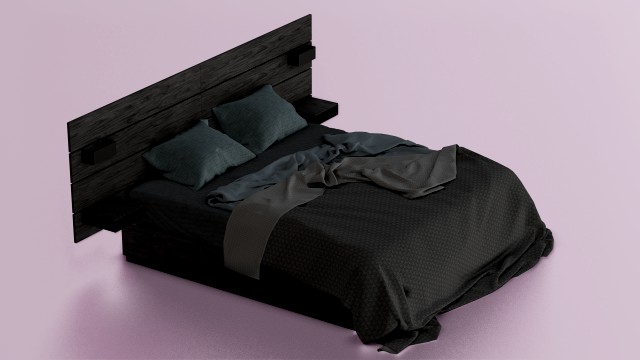 MESSY BED GAME READY LOW POLY 3D MODEL