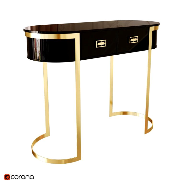 Oval white and black console table (332099)