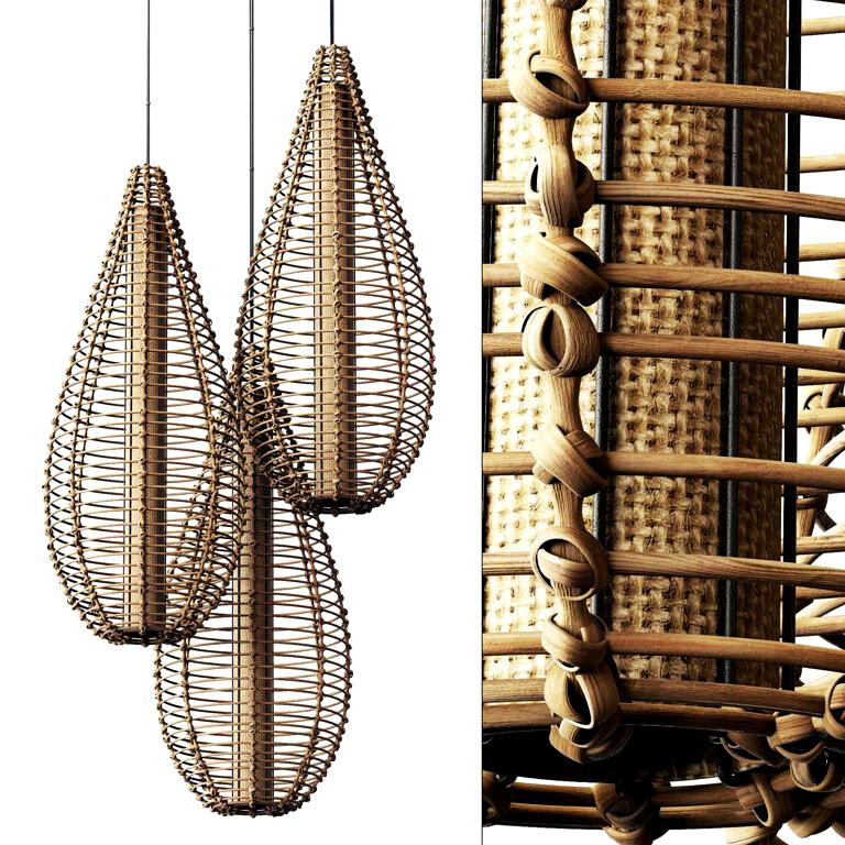 Lamp wicker branch rattan spindle (250662)