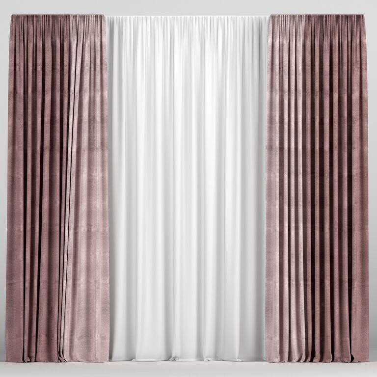 Curtains in two colors with tulle (130236)