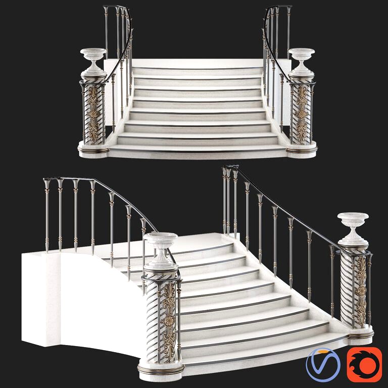 Staircase with decorative forging (114621)