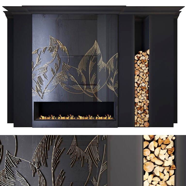 Decorative fireplace Leaves (110615)