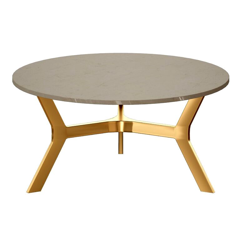 Elke Round Marble Coffee Table with Brass Base (Crate and Barrel) (109826)