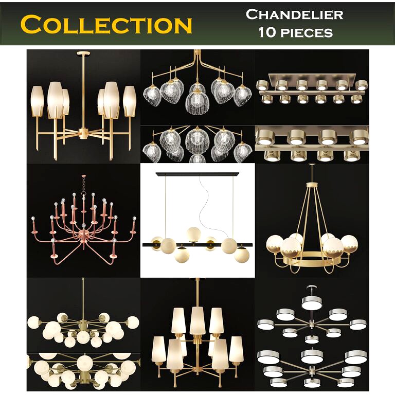 Chandelier low poly collection 10 pieces (53346)