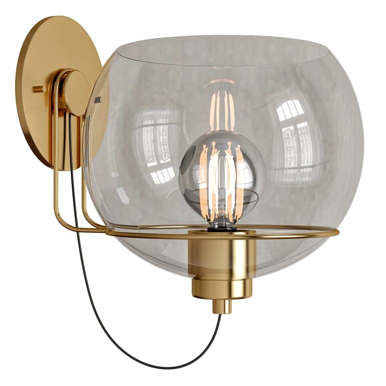 Rest Small Clear Glass Brass Wall Sconce (25485)