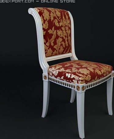 Antique Chair Brocade Armless 3 3D Model