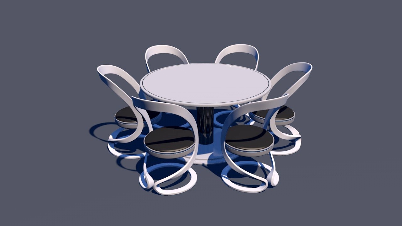 ROund Table Dining Set 3D Model