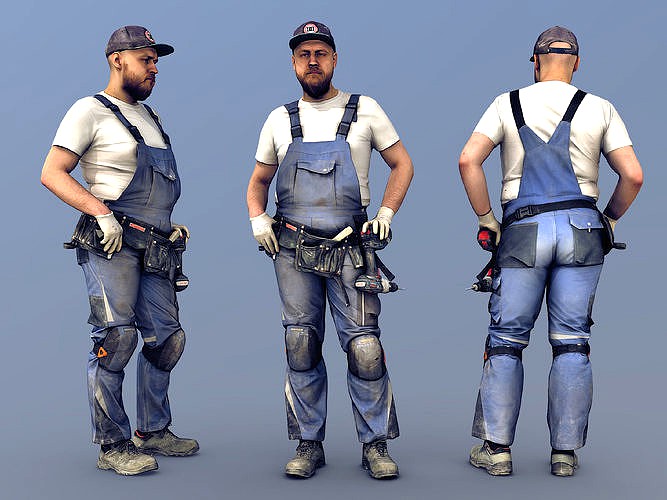 Photorealistic Construction Worker Character