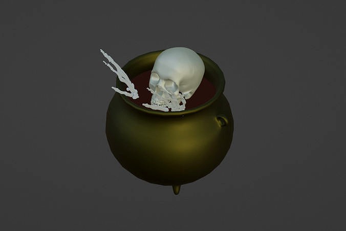 Skeleton in Cauldron 3DModel part of the Halloween package