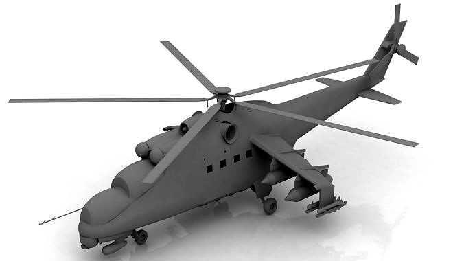 Russian Attack Helicopter Mil Mi-24B 3D model