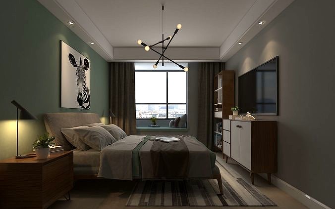 Luxurious Bedroom interior scene 3D model 14