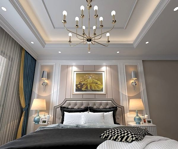 Luxurious Bedroom interior scene 3D model 10