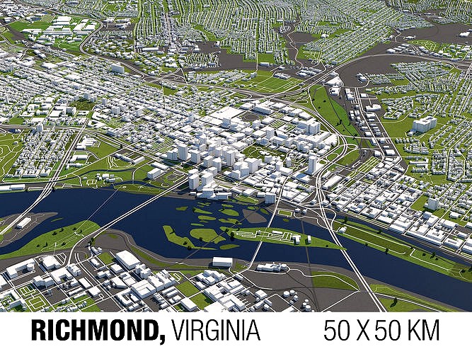 Richmond Virginia USA 50x50km