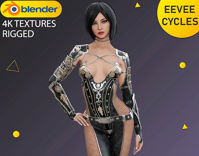 Advanced Female Character 90 with Fantasy Armor Suit - Rigged
