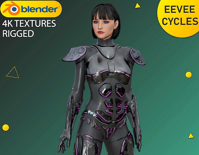 Advanced Female Character 112 Sci-fi Cyberpunk Suit- Rigged