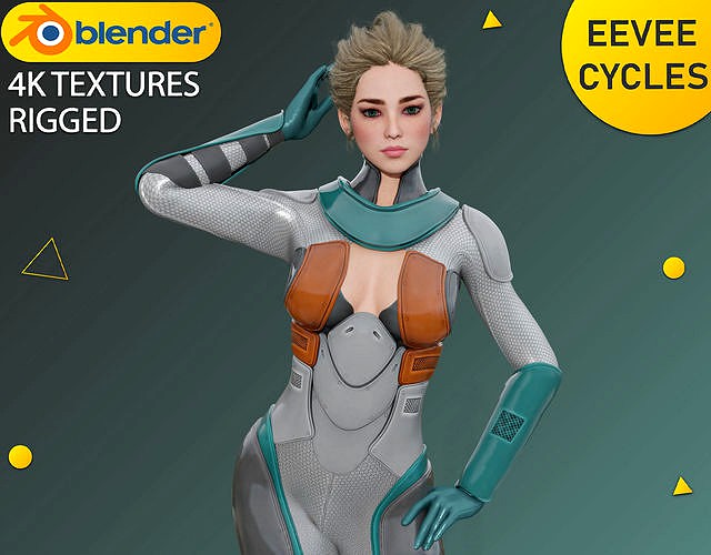 Advanced Female Character 76 with Sci-fi Space Suit - Rigged -
