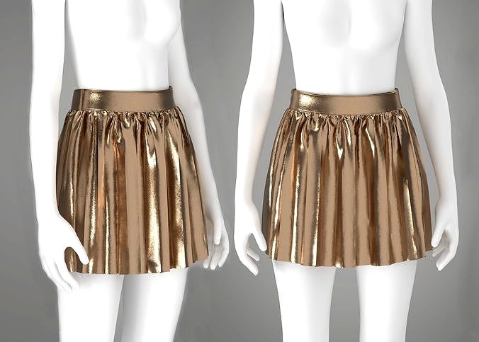 Pleated Metallic Mini Skirt