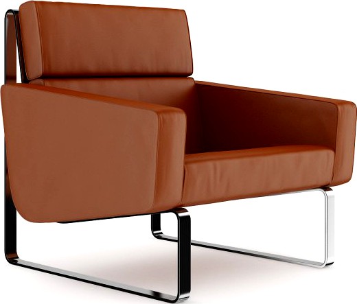 Brown Leather Modern Armchair 3D Model