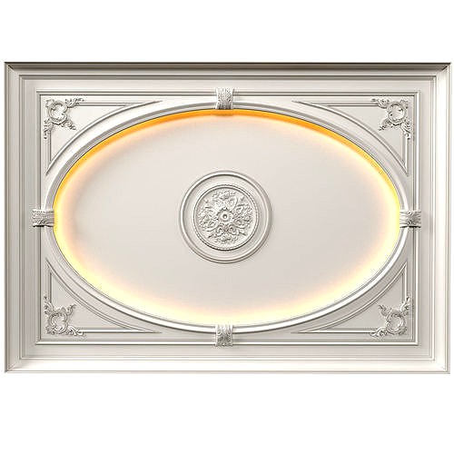 Coffered round ceiling with lighting in a classic style