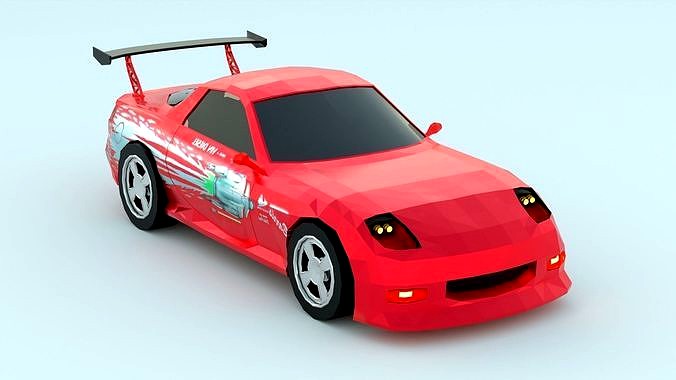 Mazda rx 7 low poly game ready 3d model