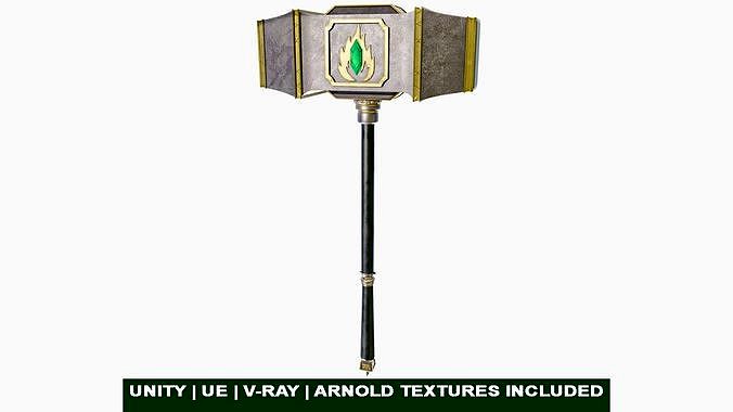 Battle Hammer 02 All PBR Unity UE V-Ray Textures Included
