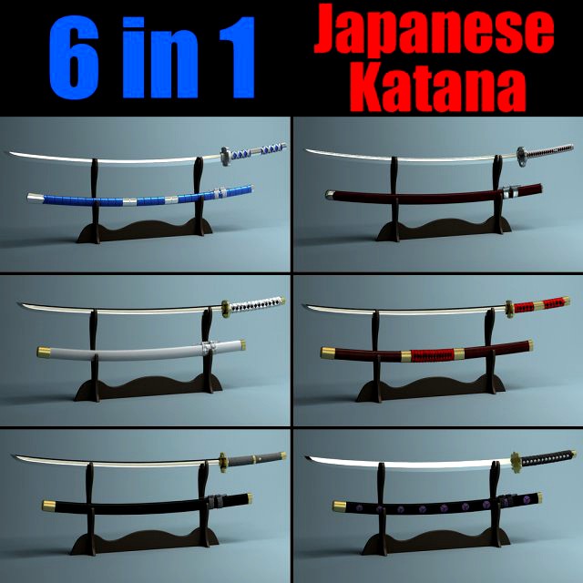 Japanese Katana Collection 3D Model
