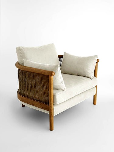 Sydney Cane Armchair Washed Linen Flax