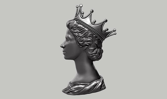 Queen Elizabeth high quality relief 3d print model | 3D