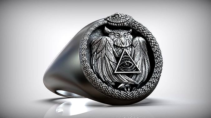 Snake Ouroboros Owl Eye Of Providence Masonic Symbol | 3D