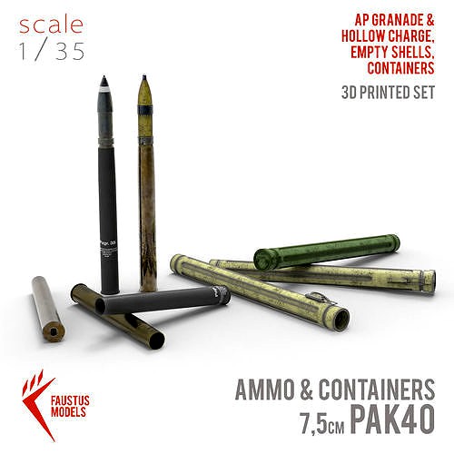 75mm Pak40 Ammo and Containers | 3D