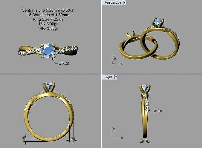 Ruond Brilliant ring | 3D