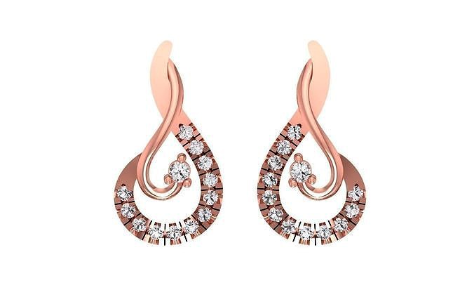 Women Pear Drop Earrings 3dm STL OBJ FBX Render Details | 3D