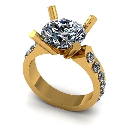 Side-stone engagement ring | 3D