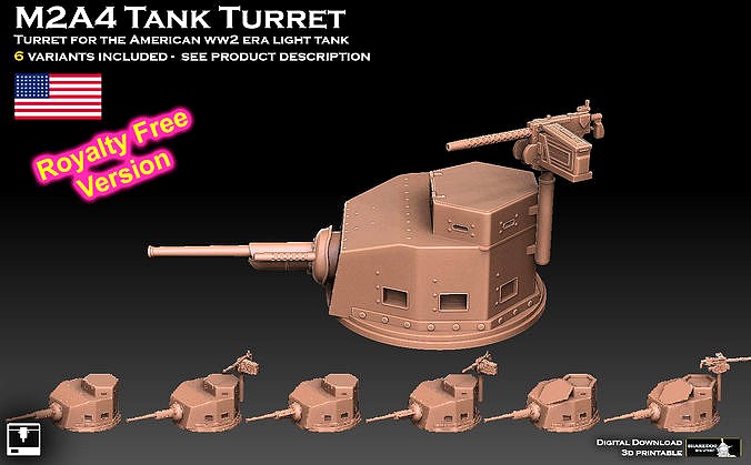 M2A4 Tank Turret ROYALTY FREE VERSION | 3D