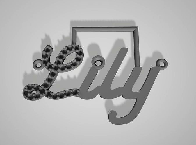Lily Diamond L Nameplate with Diamond i | 3D